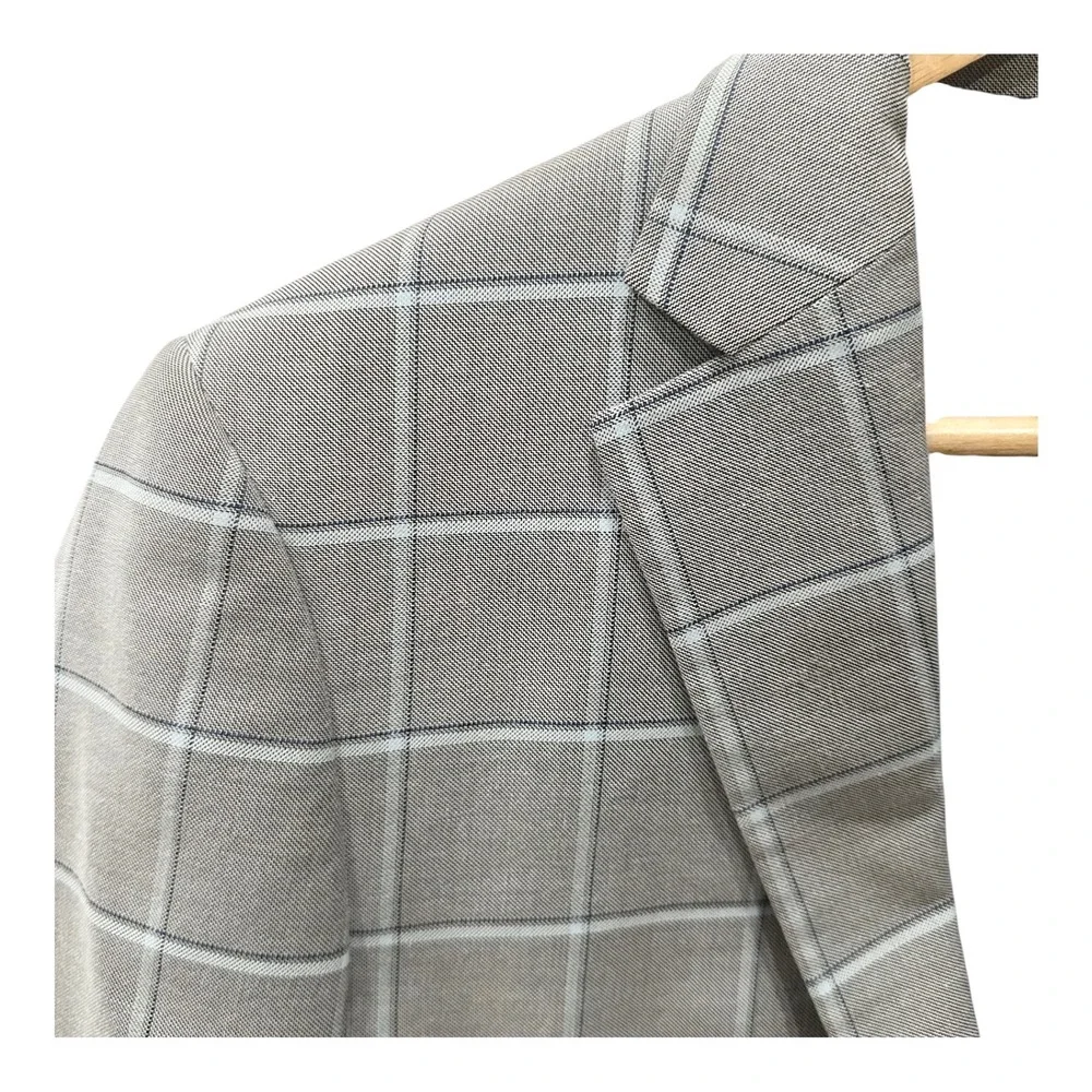 Kilburne + Finch Gray Windowpane Sport Coat Blazer 38R Tailored Fit